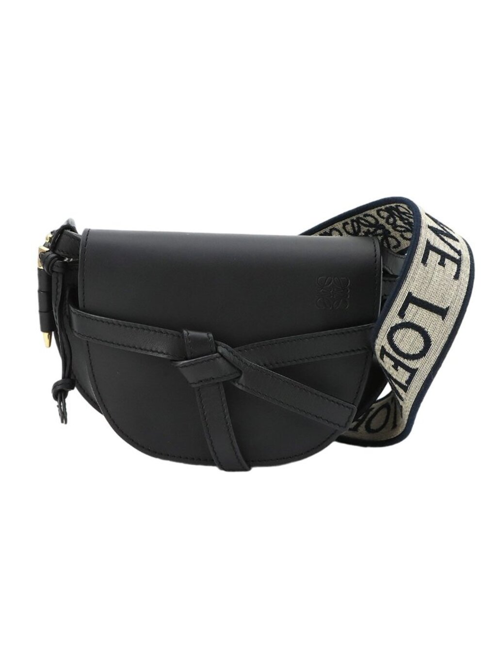 ★SOLD★ Loewe Gate Dual Mini Shoulder Bag Leather Black Gold - Picture 1 of 10